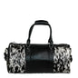 Handcrafted Black White Cowhide Leather Duffle Bag with Full-Grain Accents & Adjustable Strap - Premium Travel Tote for Men - Women