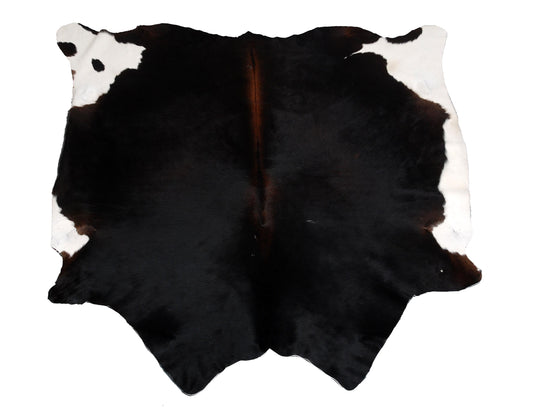 Luxurious XL Dark Brown Brazilian Cowhide Rug - Hypoallergenic, Non Slip Suede Back, Handselected from Premium Hides for Elegant Decor
