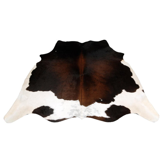 Luxurious Natural Dark Brown & White Cowhide Rug for Chic Lounge Decor - Large Size, Hypoallergenic, Non-Slip Suede Back, Free Shipping in
