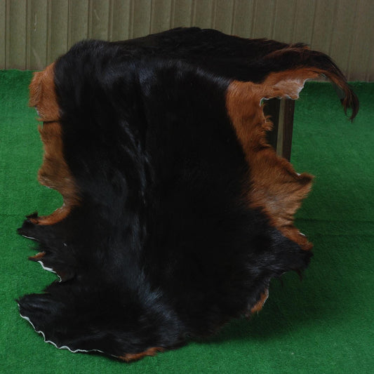 Luxurious Dark Brown and Black Goat Hide Rug - Premium Hair-On Genuine Skin - Hypoallergenic, Non-Slip Backing - Handcrafted in Asia - Celestial Leather Limited