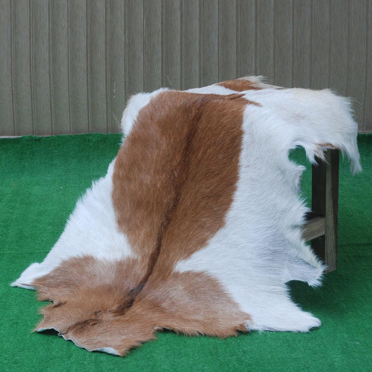 Luxury Brown & White  Goat Skin Rug - Handmade 100% Pure Goat Skin - Soft, Non-Shedding, Sustainable & Unique - Eco-Friendly Floor Rug - Celestial Leather Limited