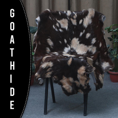 Luxury Handmade Black Brown Goat Skin Rug - Unique & Stunning Statement Piece - Celestial Leather Limited