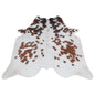 Luxurious Dark Brown & White Cowhide Rug - Hypoallergenic, Non Slippery Suede Back, Large Animal Print Carpet for Lounge